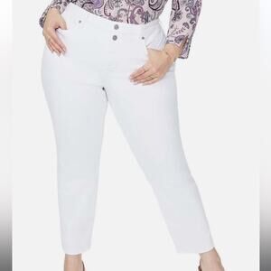Not Your Daughters Jeans NYDJ‎ Sheri Slim Ankle Jeans Side Slits Optic White 22W